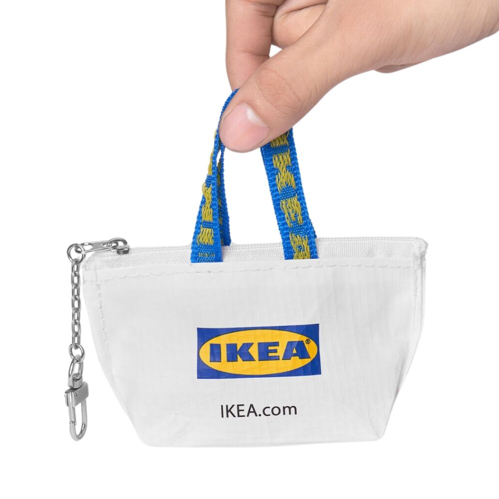 NEW IKEA Japan Mini White Zipper Coin Keychain Mini Bag Tote Purse